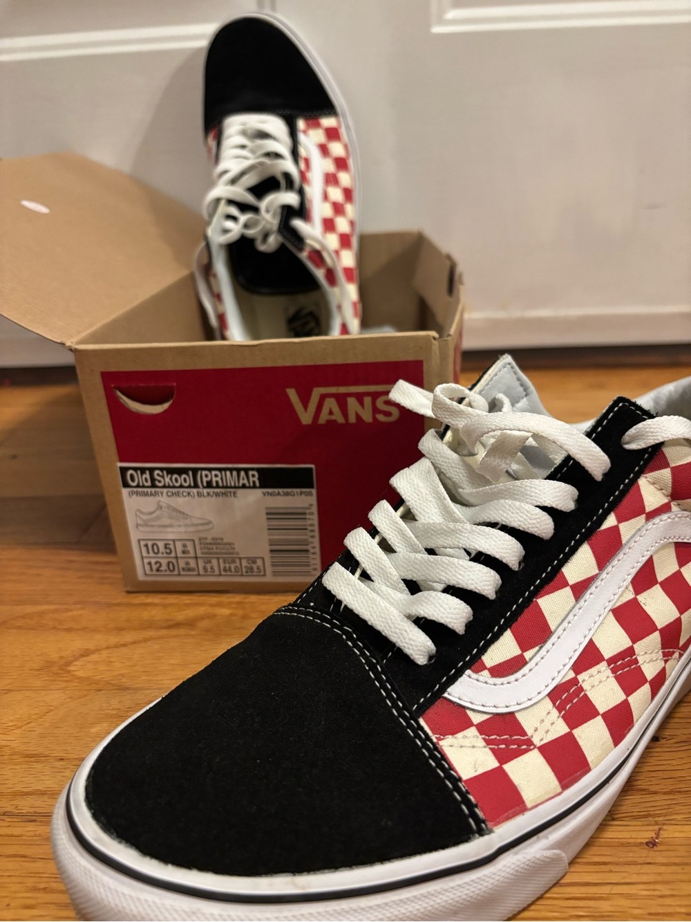 Vans Old Skool Checkerboard Sneakers - Red, White & Black